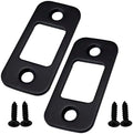 QCAA Solid Brass Deadbolt Strike Plate, Door Backplate, Round Corner, 1" x2-1/4", Matte Black, 2 Pack, Made in Taiwan