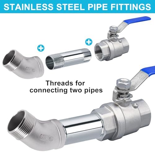 1PCS 45 Degree Elbow Fittings, 1-1/4" NPT Male to 1-1/4" NPT Female 304 Stainless Steel Pipe Fitting, Connector Coupler Apply to Outdoor Garden Industrial