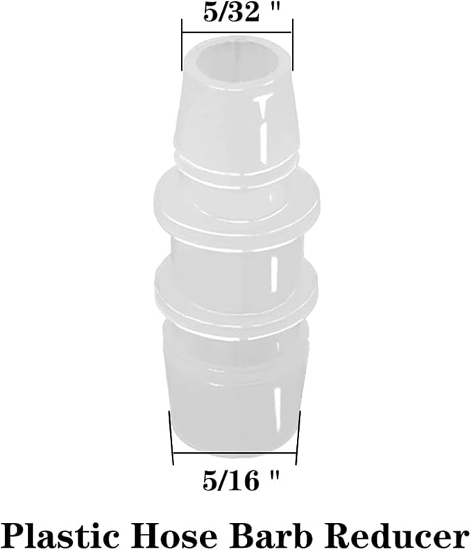 5/16" to 5/32" Hose Barb Reducer Pipe Fittings Adapter, Plastic Joint connector Splicer Mender for Aquarium Household Transport Fuel Gas Liquid Air (Pack of 4)