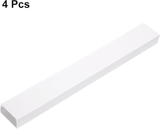 HARFINGTON 4pcs Cord Hider Wall 15inx1.97inx1in (LxWxH) PVC Cable Cover Self Adhesive Wire Hider Wall Mounted TV Cable Raceway for Cables Management (60in Total Length),White