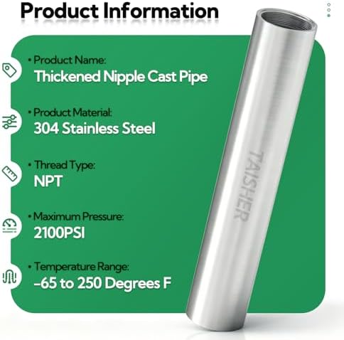 TAISHER 2Pcs Thickened Nipple Cast Pipe 3/4" NPT Female, 10" Length