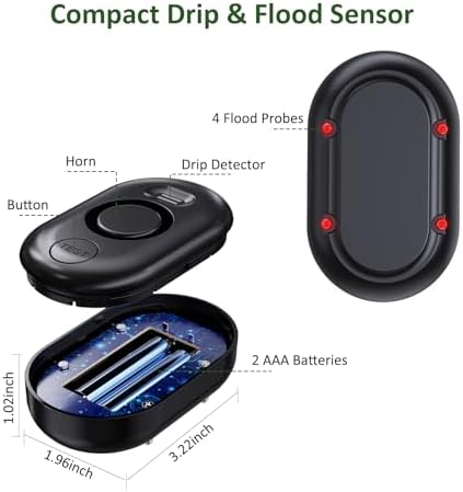5 Pack Water Leak Detectors for Home, 100dB Water Sensor Alarm Black