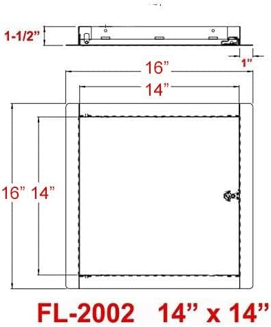 Premier 14x14 Universal Steel Flush Access Panel Door with Screwdriver Latch, White Prime Coat Finish, Wall or Ceiling Mounted Access Door, Drywall, Plumbing, Electrical, FL-2002