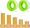 Brass Pipe Fitting, 1/2-Inch Female to 1/2-Inch Male Pipe Nipple Extension Connector, Hex Bushing Adapter Set (Length 30/40/50/70/100MM)