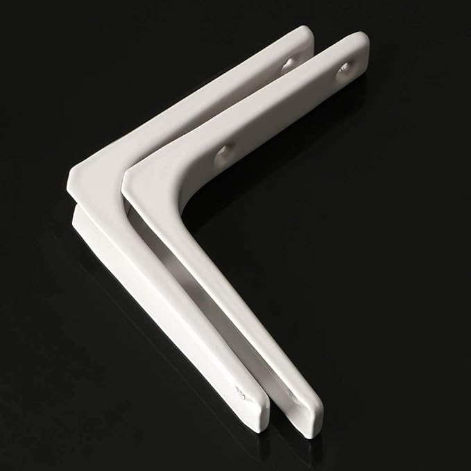 SAYAYO L Shape Wall Bracket, 4 x 4 Inch Iron Shelf Bracket DIY Floating Shelf Support, 2 PCS Bright White