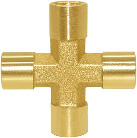 Joywayus 2PCS Brass 1/8" NPT Female 4-Way Pipe Fitting Adapter