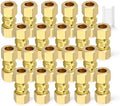 20PCS Brass Compression Tube Pipe Fittings, 1/4" OD