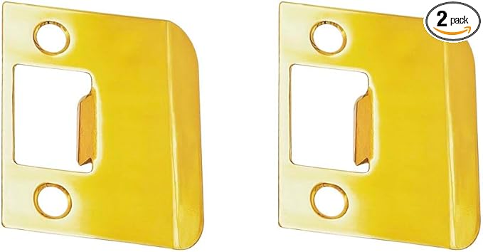 QCAA Solid Brass Extended Lip Strike, 2''X2-1/4, Polish Brass, 2 Pack, Made in Taiwan