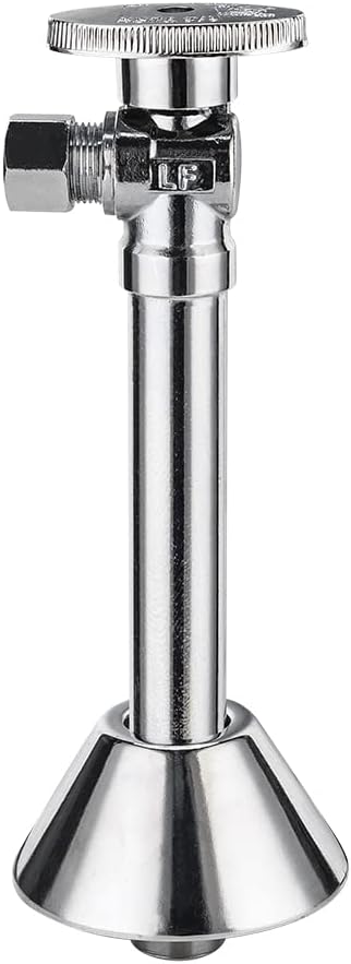 EFIELD 1/4-Turn Angle Stop Valve with 5-inch Sweat Copper Tube Extension, 1/2 inch Sweat x 3/8 inch OD Comp, Chrome Plated,(VALVE145)