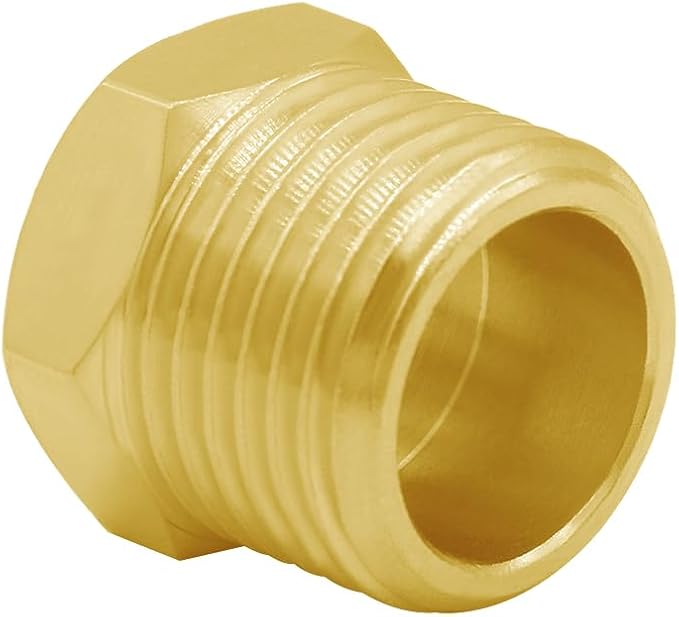 Joywayus 1/2 G Male to 3/8 Compression Female Thread Bushing Pipe Fitting, Brass Reducer Faucet Connector Water Hose Adapter, Supply Line Adapter for RV Kitchen Bathroom Plumbing 4PCS