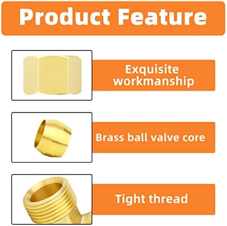 GASHER 10PCS Brass 90 Degree Elbow Compression Tube Pipe Fitting Connector, 3/8" Tube OD x 1/4" NPT Male Connector