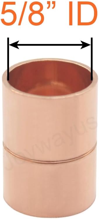 Joywayus 10PCS 5/8" ID Copper Coupling with Dimple Stop Straight Sweat Pipe Fitting Pressure Plumbing Solder Connection