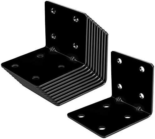 10 PCS 2-3/4" Black L Reinforced Angle Bracket, Corner Brace