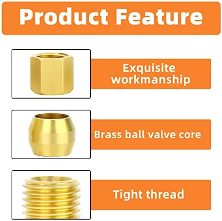 GASHER 5PCS Brass Compression Tube Pipe Fitting Connector, Tee，3/16" x 3/16" x 3/16" Tube OD Connector