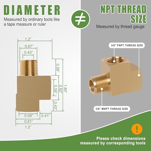 2PCS Brass Pipe Fittings Barstock Street Tee,3/8" x 3/8" x 3/8"