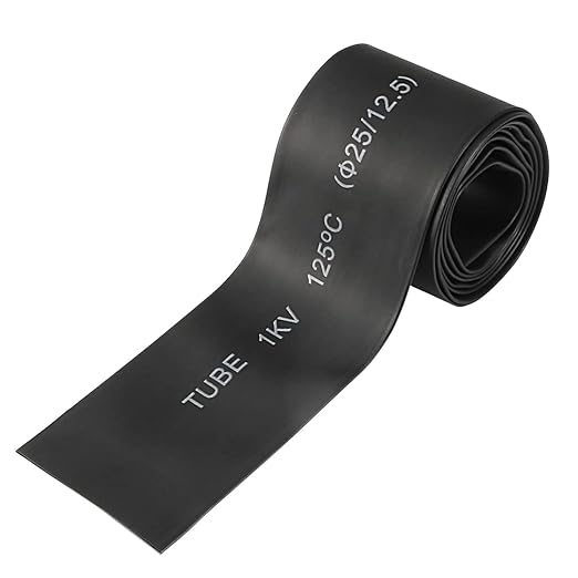 uxcell Heat Shrink Tubing, 1"(25mm) Dia 41mm Flat Width 2:1 Rate Shrinkable Tube Cable Sleeve 1m - Black