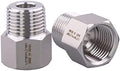Forged Reducer Adapter Fitting - Stainless Steel 304 Reducing Pipe Connector, 1/2" NPT Female x 1/2" NPT Male (pack of 2)