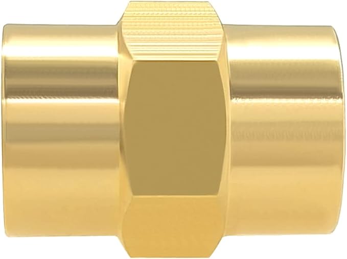 Hooshing 10PCS 1/8" x 1/8" NPT Female Coupler Brass Pipe Fitting Hex Coupling for Industry Oil Fuel