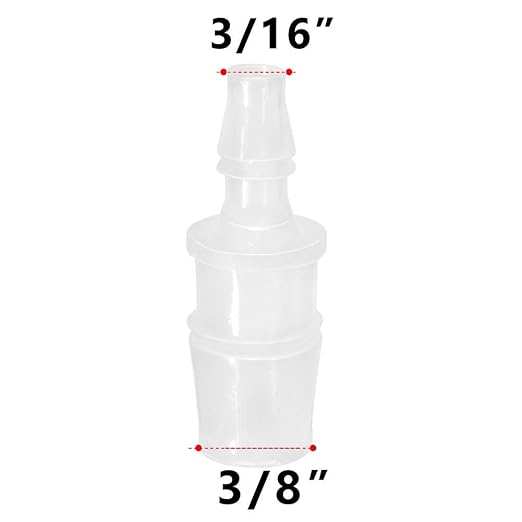 Quickun Plastic Hose Barb Reducer Fitting 3/8" to 3/16" Barbed Reducing Union Adapter Splicer Mender Joint Fitting (Pack of 5)