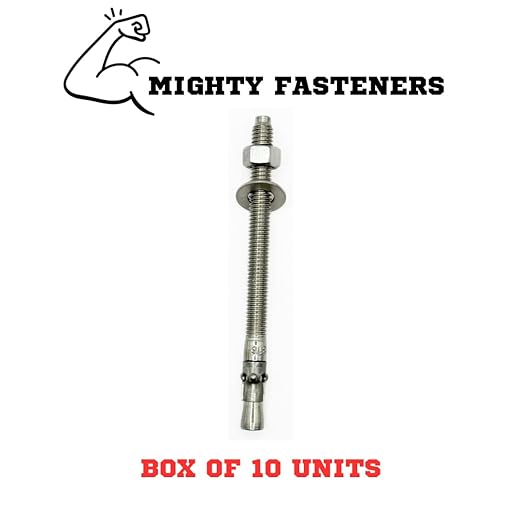 Premium 316 Stainless Steel Wedge Anchor, 3/8"-16 X 5 – Heavy Duty Corrosion Resistant Fastener for Concrete and Masonry Applications 10 Pack