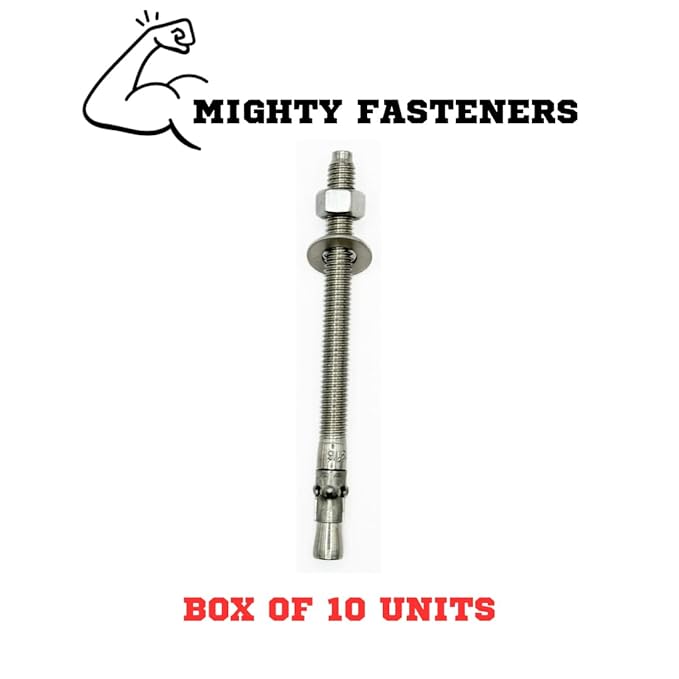 Premium 316 Stainless Steel Wedge Anchor, 3/8"-16 X 6 – Heavy Duty Corrosion Resistant Fastener for Concrete and Masonry Applications 10 Pack