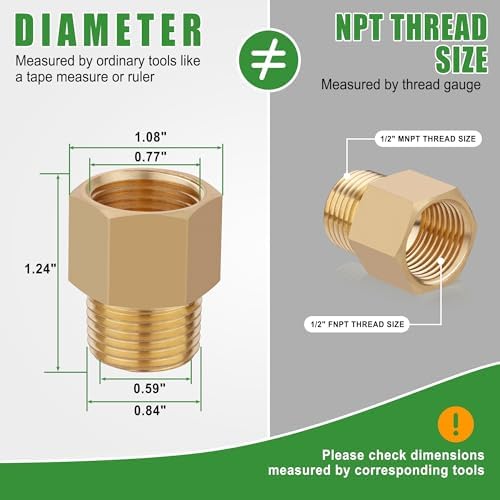 5PCS Brass Pipe Fittings Adapter,1/2" NPT Male x 1/2" NPT Female