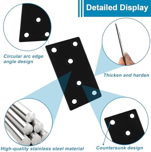50PCS Flat Straight Brace Brackets, 4x2 Stainless Steel Joining Brackets