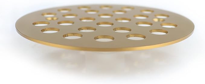 4-1/4 Inch Screw-in Round Floor Drain Cover Replacement Shower Drainer Grates (Brushed Golden)