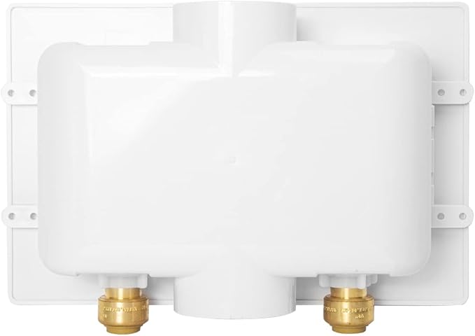 EFIELD Premium Washing Machine (Laundry) Outlet Box with Center Drain, 1/2-Inch Push-Fit Inlet Connection(Copper, Pex, CPVC Pipe) With Stainless Steel Water Hammer Arrestor,(WM034)