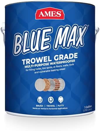 AMES BWRF5 Water Base High Strength Elastomeric Liquid Rubber, 5 Gallon White & Blue Max Trowel Grade Sealant & Filler, 1 Gallon