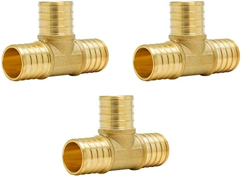 SUNGATOR 3-Pack 1 Inch PEX Tee, Brass PEX T Fittings 1"