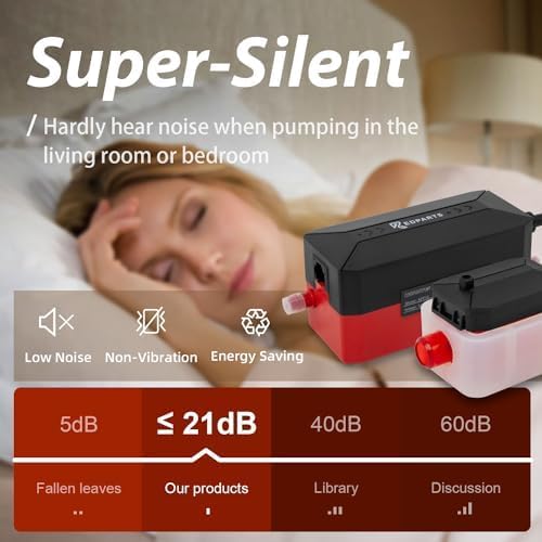 Mini split condensate pump with a maximum flow rate of 9.6 GPH with automatic safety switch for easy pumping and removal of air conditioner and furnace dehumidifier HVAC Max Lift 33FT
