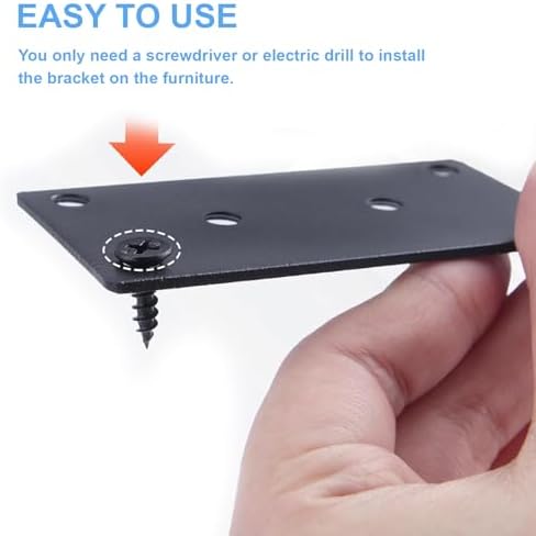Flat Brackets for Wood Flat Mending Plate Straight Brace Flat Bracket Flat Metal Brackets for Wood Fixing Joining Plate with Screws for Tables Cabinets Bookshelves 8Pcs 1.57’’ x 3.14''