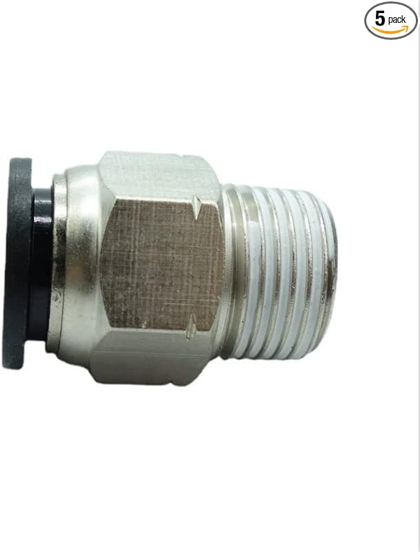 CDQBWQDJT 5 Pcs Pneumation Fitting 1/2" Tube OD Push To Connect X 3/8 NPT Pipe Male Connector