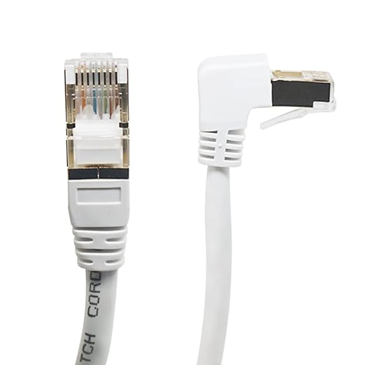Cat6 Ethernet Cable 90 Degree Downward Right Angle, Cat 6 Right Angle Ethernet Cable for PC,Router,Modem,Printer,TV Box,24 AWG FTP Cat6 Network Cable White (UP Angle, 3.3 FT)