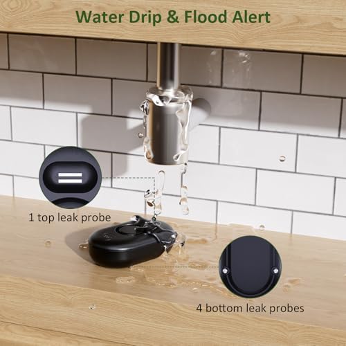 5 Pack Water Leak Detectors for Home, 100dB Water Sensor Alarm Black