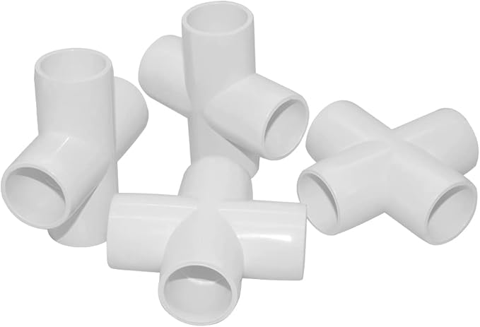 1/2 Inch Cross PVC Fitting 4 Way Connector, Furniture Grade Corner Fittings for Building Furniture Greenhouse Shed Pipe Fittings Tent Connection (Pack of 8)