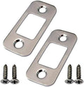 QCAA Solid Brass Deadbolt Strike Plate, Door Backplate, Round Corner, 1" x2-1/4", Brush Nickel, 2 Pack, Made in Taiwan