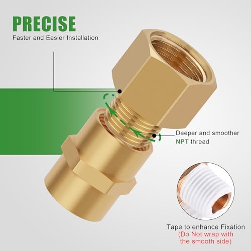 Brass Pipe Fitting Reducer Adapter,3/8" NPT Thread Male to 1/2" NPT Thread Female Fittings Brass fitting,5 Pack