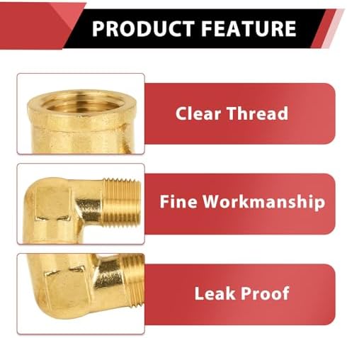 5Pcs EFIELD 1/2"MNPT x1/2"FNPT 90 Degree Barstock Street Elbow(NPT121-5)