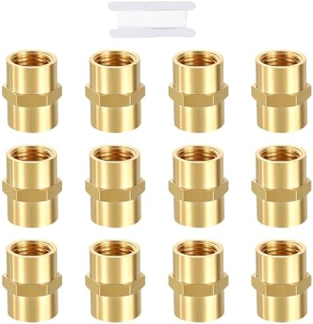 METALLIXITY 12PCS 1/4" FeMale NPT x 1/4" FeMale NPT Thread Brass Coupling