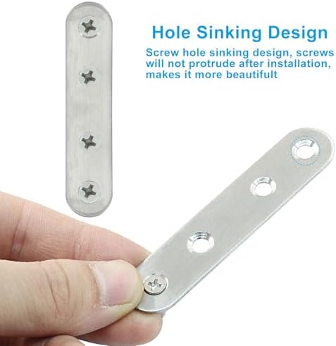 16 Pack 3 Inch Stainless Steel Flat Plate Straight Bracket