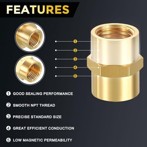 METALLIXITY 12PCS 1/4" FeMale NPT x 1/4" FeMale NPT Thread Brass Coupling