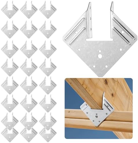 24 Pcs 16-Gauge Hurricane Tie, Hurricane Ties for Rafters, Heavy Duty Electrogalvanizing Joist Hangers, Heavy Duty Hot Galvanized Joist Hangers for Roofing Trusses Wood Timber