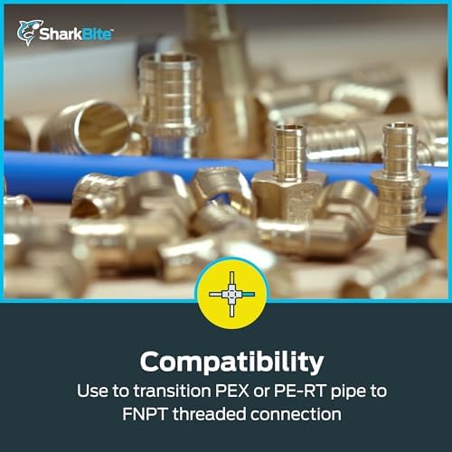SharkBite 1 Inch Crimp Female Adapter, Brass Plumbing Fitting, PEX Pipe, PE-RT, UC094LFA
