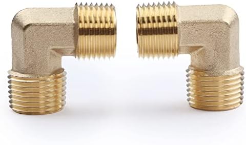 U.S. Solid 2pcs 90 Degree Barstock Street Elbow Brass Pipe Fitting 1/2" NPT Male Pipe to 1/2" NPT Male