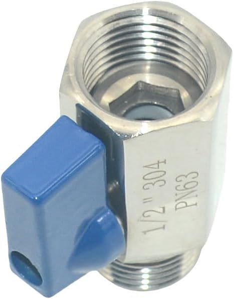 2 Pack Mini Ball Valve, Stainless Steel Female x Male NPT Thread Shut-Off Valve (1/2")