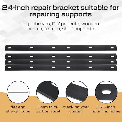 Zonon 2 Pack 24 Inch Heavy Duty Steel Mending Plates, Straight Braces
