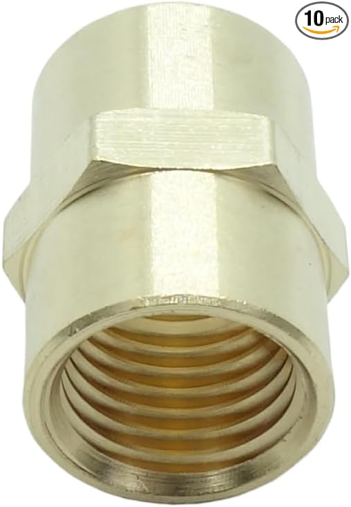 10 Pcs Brass Female Coupling 1/4" x 1/4" NPT fnpt to fnpt Coupler
