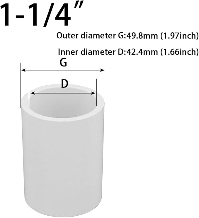1-1/4’’ PVC Coupling 2 Way Pipe Fittings, Furniture Grade Schedule 40 Socket x Socket, Heavy Duty PVC Slip Socket Connectors for Building Furniture Greenhouse Shed (Pack of 10)